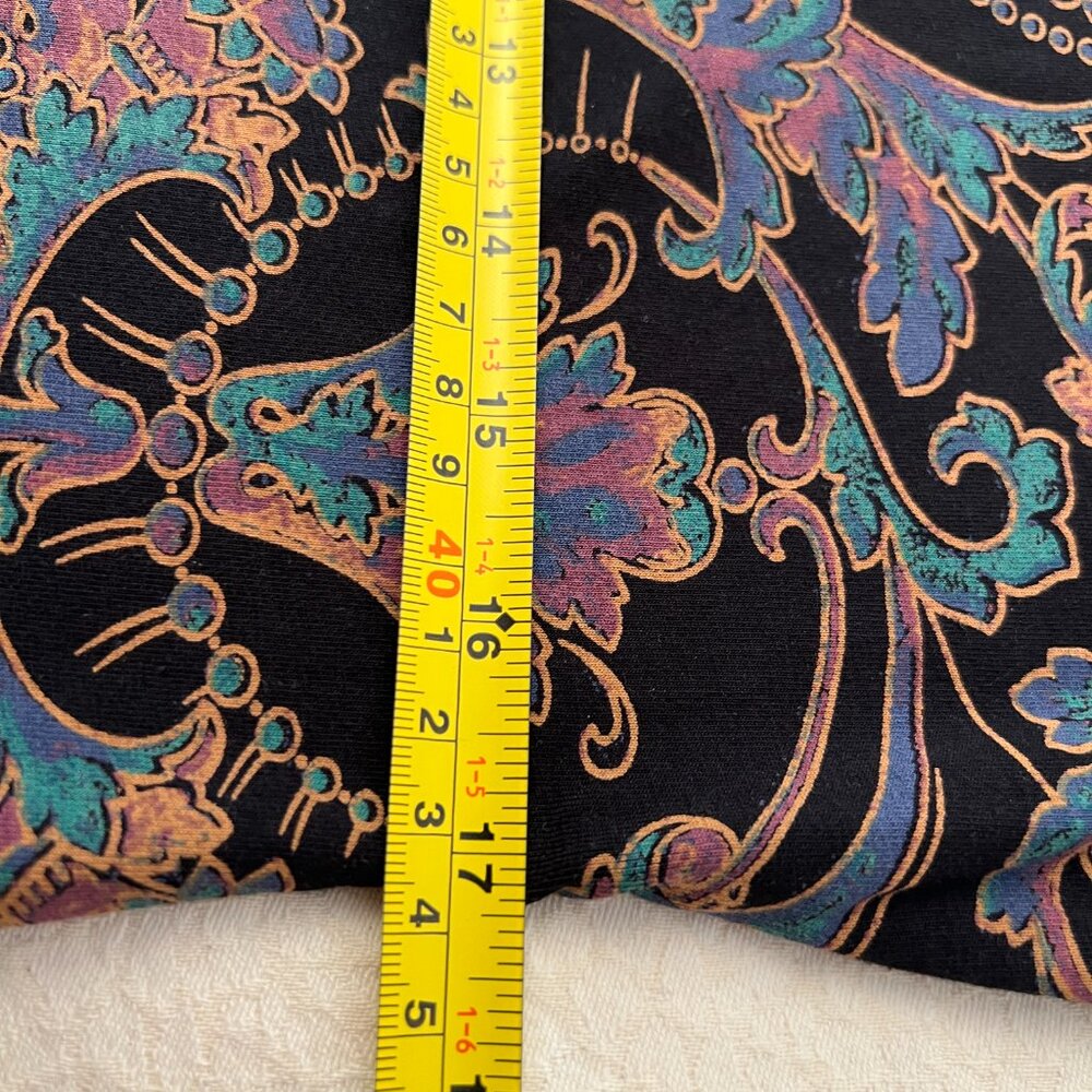 PERUVIAN CONNECTION Midi Dress-Black Gold Lavender Pima Cotton-Size Large - Picture 8 of 12